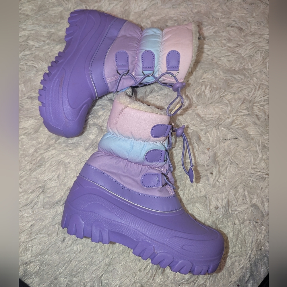 Nwt Member's Mark Girl's Faux Fur Lined Toggle Closure Winter Snow Boots